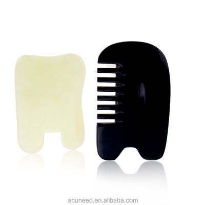 qualità  Class II Buffalo Horn Jade Guasha Tools Set with oil Massage Fabbrica